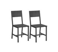 Dining Chair Set of 2, Steel Frame, Industrial Dining Room, Charcoal Grey + Ink Black