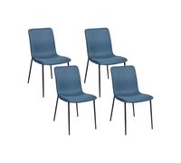 Beliani Set Of 4 Dining Chairs Glendive Fabric Dark Blue