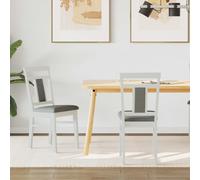 Dining Chair Set White & Grey Solid Rubberwood 36x44.5x91.5cm 2pcs with Cushions