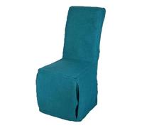 Dining Chair Slipcover | Washable Scroll Top Stretch High Back Chair Cover | Universal Chair Protector for Party, Wedding, Kitchen, & Banquet | Linen Blend Polyester Fabric (1, Teal)