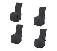 Dining Chair Slipcover | Washable Scroll Top Stretch High Back Chair Cover | Universal Chair Protector for Party, Wedding, Kitchen, & Banquet | Linen Blend Polyester Fabric (4, Charcoal)