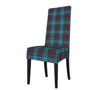 Dining Chair Slipcovers Blue Red Tartan Print Parsons Chair Covers, Smooth Kitchen Chair Covers Protector, High Back Chair Slipcovers for Dining Room, Living Room, Home
