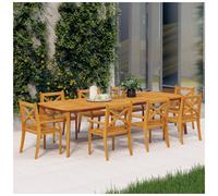 Dining chair Solid acacia wood brown 54x55x90cm Outdoor Cross Back Seat Armrest