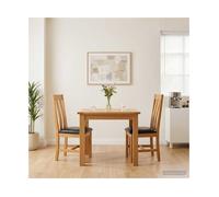 Dining Chair Solid Oak Frame Black Foam Seat 45x54x100 cm Modern 2pc Comfortable