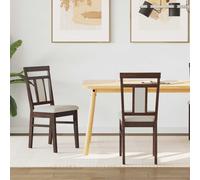 Dining Chair Solid Rubber Wood Light Brown Cushioned 36x44.5x91.5cm Durable