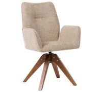 Beliani Dining Chair Swivel MOKENA Faux Linen Beige, Cream