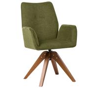 Beliani Dining Chair Swivel MOKENA Faux Linen Green, Green