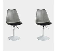 Dining Chair Swivel Tulip Shape with PP Backrest PU Cushion Adjustable Height 360° Armless Kitchen Chair Load 350 lb, Clear Acrylic