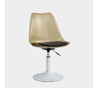 Dining Chair Swivel Tulip Shape with PP Backrest PU Cushion Adjustable Height 360° Armless Kitchen Chair Load 350 lb, Clear Acrylic