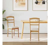 vidaXL Dining Chair 2 pcs Natural and Light Solid Rubber Wood