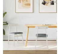 vidaXL Dining Chair 2 pcs White and Grey Solid Rubber Wood
