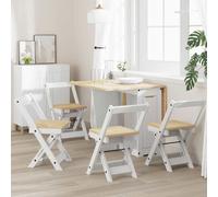 Dining chair White Foldable Pine & Engineered Wood 40x47x71.5cm Seat35cm 4pcs pk