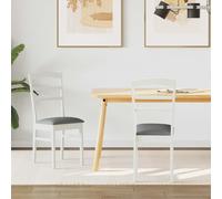 Dining Chair White/Grey 36x45.5x93.5cm Solid Rubberwood Vintage Padded Backrest