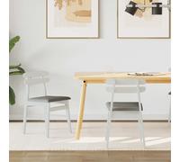 vidaXL Dining Chair 2 pcs White and Grey Solid Rubber Wood