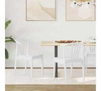 vidaXL Dining Chair 2 pcs White Solid Rubberwood