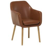 Beliani Dining Chair Yorkville Faux Leather Golden Brown