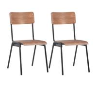 Dining Chairs 2 pcs Brown Solid Plywood Steel