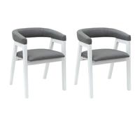 Dining Chairs 2pcs White & Grey Solid Rubber Wood 54x57x73cm Armrest Modern Set