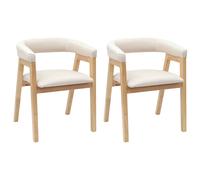 vidaXL Dining Chairs 2 pcs Natural 54 x 57 x 73 cm Solid Rubber Wood