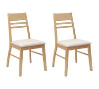 vidaXL Dining Chairs 2 pcs Natural 43 x 54 x 89 cm Solid Rubber Wood