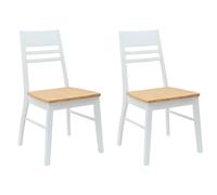 vidaXL Dining Chairs 2 pcs White 43 x 54 x 89 cm Solid Rubber Wood