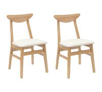 Dining Chairs Set 2 Natural Light Solid Rubber Wood 42x47.5x81 cm Comfy