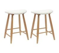 vidaXL Dining Chairs 2 pcs Natural 46 x 37 x 63 cm Solid Rubber Wood