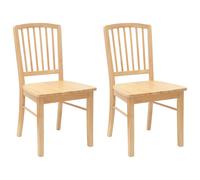 vidaXL Dining Chairs 2 pcs Natural 50 x 52.5 x 91 cm Solid Rubber Wood