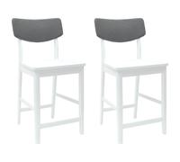 Dining Chairs Set of 2 Solid Rubber Wood White 48x49x95 cm High Back for Kitchen