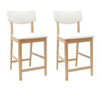 vidaXL Dining Chairs 2 pcs Natural 48 x 49 x 95 cm Solid Rubber Wood