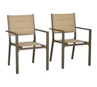 Dining Chairs 2 PCs Stackable Design Aluminium Outdoor Armchairs Grey