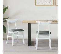 Dining Chairs 2 pcs White & Grey Solid Rubber Wood 42 x 47.5 x 81 cm Pair Plus