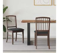 Dining Chairs 2pc Light Brown Solid Rubber Wood 50x52.5x91cm Minimalist withBack