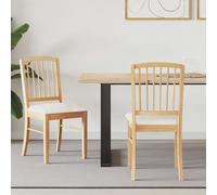 Dining Chairs 2pc Natural Light Solid Rubber Wood 50x52.5x91cm Minimal Modern x2
