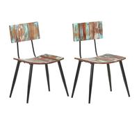 Dining Chairs 2pc Natural Mango Wood & Black Iron 44x40x80cm Solid Reclaimed Set