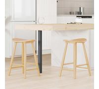 Dining Chairs 2pc Natural Solid Rubber Wood 46 x 37 x 63 cm Mid-Century Tapered