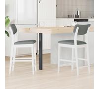 Dining Chairs 2pc Set White & Grey Solid Rubber Wood 48x49x95cm Ergonomic s