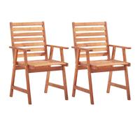 Dining chairs 2pc Solid Acacia Wood Brown 56x62x92cm Slatted Outdoor Patio Set