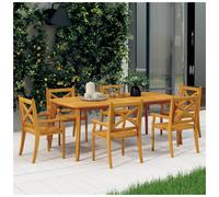 Dining chairs 2pc Solid Acacia Wood Natural Finish 54x55x90cm Outdoor Armrests