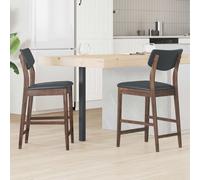 Dining Chairs 2pc Solid Rubber Wood Light Brown Black 48x49x95cm Ergonomic s