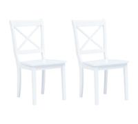 Dining Chairs 2pc Solid Rubber Wood White 45.5x52x90cm Sturdy Lacquered Seat45cm