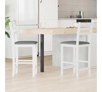 Dining Chairs 2pc White Grey Solid Rubber Wood 40x47.5x99.5cm Modern Ergonomic