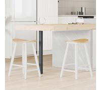 Dining Chairs 2pc White & Natural Solid Rubber Wood 46x37x63 cm Tapered MidMod