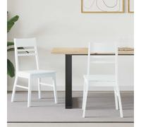 Dining Chairs 2pc White Solid Rubber Wood 43x54x89cm Modern Minimalist Ergo Sit