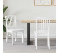Dining Chairs 2pc White Solid Rubber Wood 50x52.5x91cm Modern Minimalist durable