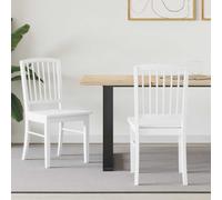 Dining Chairs 2pc White Solid Rubber Wood 50x52.5x91cm Modern Minimalist durable