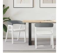 Dining Chairs 2pc White Solid Rubber Wood 54x57x73cm Armrest Minimal Design