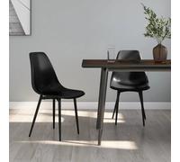 Dining Chairs 2pcs Black PP Seat 46x52x84cm Powder-Coated Metal Legs Comfortable
