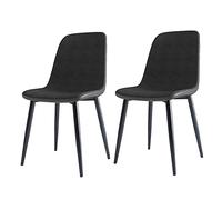 Dining Chairs,2PCS Dining Chair, Tech Fabric Upholstered Hotel/Restaurant Back Chair, Black Iron Chair Frame Desk Chair, Multifunctional Makeup Chair