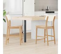 Dining Chairs 2pcs Natural Solid Rubber Wood Ergonomic 48x49x95cm Indoor Sturdy